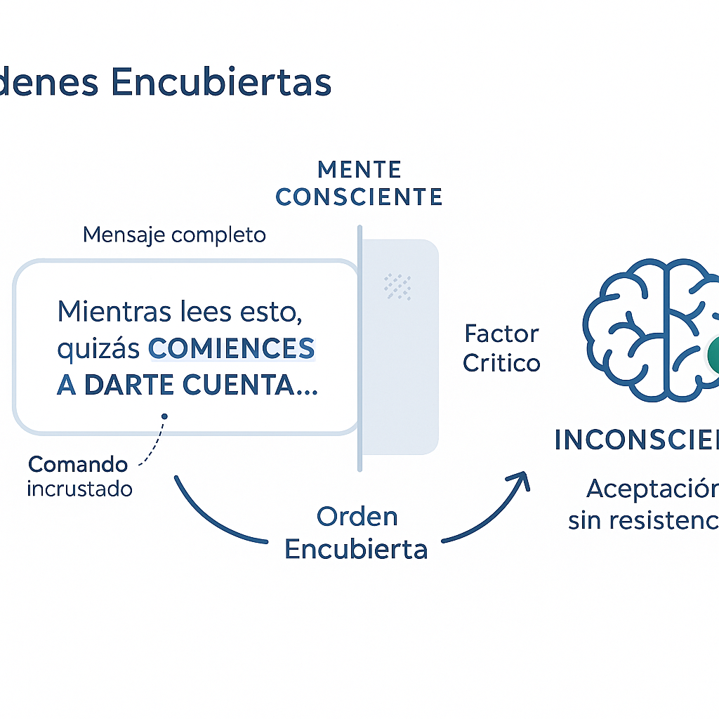 Diagrama del mecanismo de procesamiento inconsciente de órdenes encubiertas en PNL