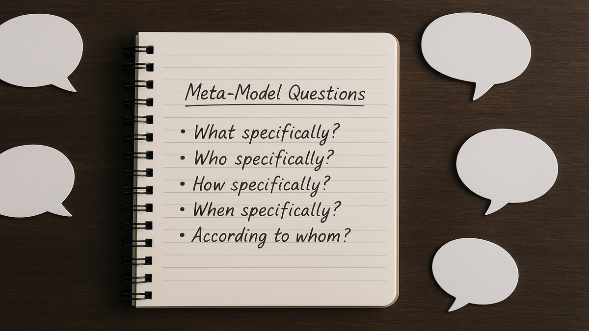 Preguntas del Metamodelo en PNL: lista completa con ejemplos para cada tipo de patrón lingüístico